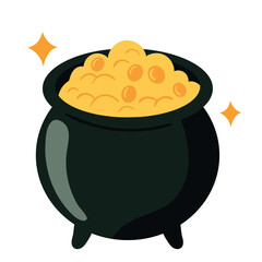 treaure cauldron with coins