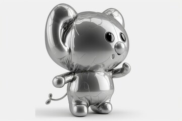 Fototapeta na wymiar a children-friendly cute cartoon character foil balloon isolated on white background generative ai 3D style Illustration