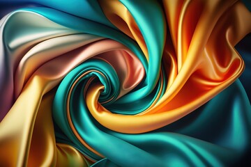 Fabric colorful silk swirl, texture, generative ai