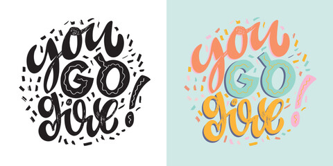 Obraz premium Calligraphy fun lettering design to print on tee, shirt, hoody, poster, sticker, card. Vector lettering postcard.
