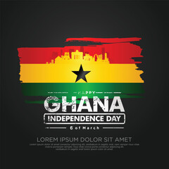 Ghana independence day greeting card template - obrazy, fototapety, plakaty