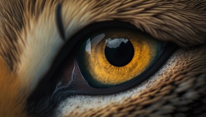 Closeup of wolf eye. Macro of animal eye. Generative AI