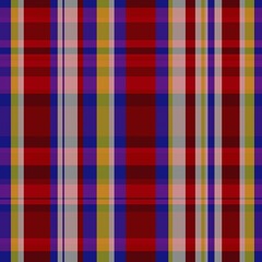 Seamless pattern of colorful tartan plaid. Repeatable background with check fabric texture. Brightly colored diagonal plaid fabric background.