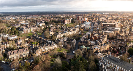 Naklejka premium Aerial view of the Yorkshire Spa Town of Harrogate