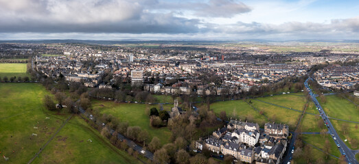 Aerial view of The Stray in the Yorkshire Spa Town of Harrogate