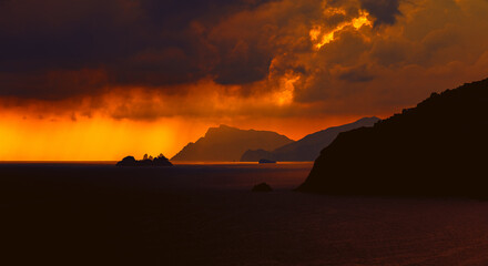 Amalfi Coast in Sunset Storm