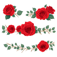 bouquet of roses - red roses on white background - red flowers - Generative AI