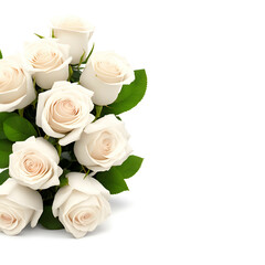 bouquet of roses isolated on white - white roses on white background - white flowers - Generative AI