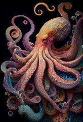 Obraz premium Generative AI abstract render of an octopus