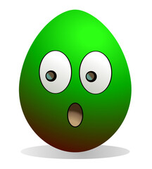 Green Easter egg with a painted face. Vector illustration