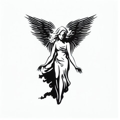 winged Angel silhouette tattoo - By Generative AI