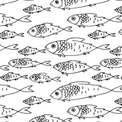 fish tuna seamless pattern in vector.