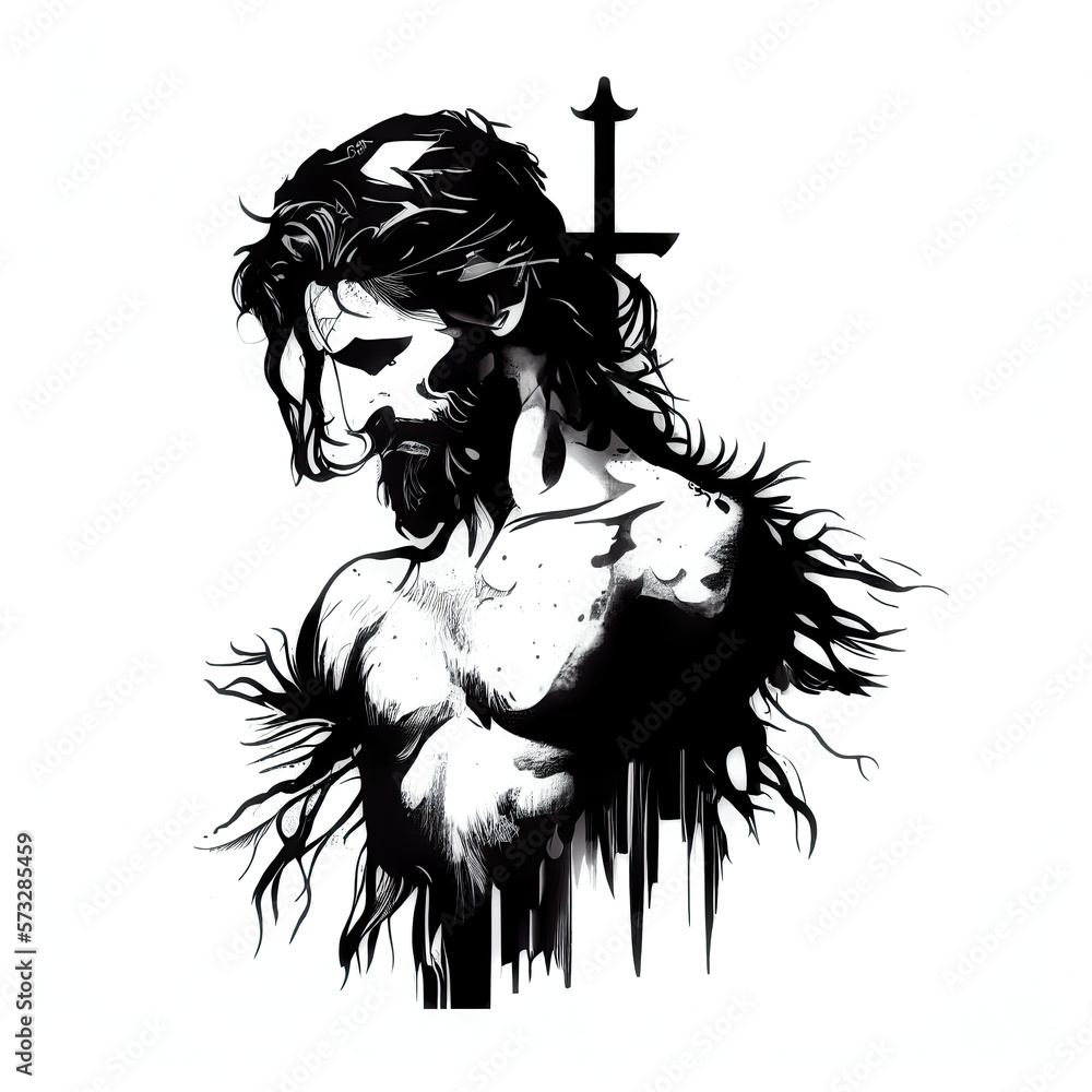 Wall mural Jesus Christ tattoo - By Generative AI