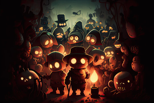 halloween little monster army - By Generative AI	
