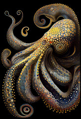 Fototapeta premium Generative AI abstract render of an octopus