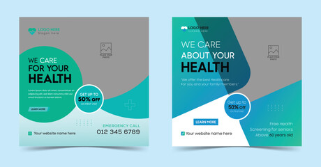 Dentist medical clinic marketing social media post square web banners or healthcare service template