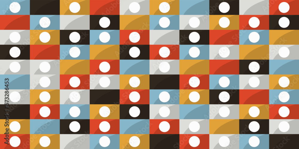 Poster colored rectangles with white dots in the center. print seamless and vector for fabric, textile, pil