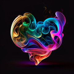 Fototapeta na wymiar colorful smoke heart, ai generation