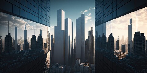 Obraz premium high angle view of modern city , Generative AI
