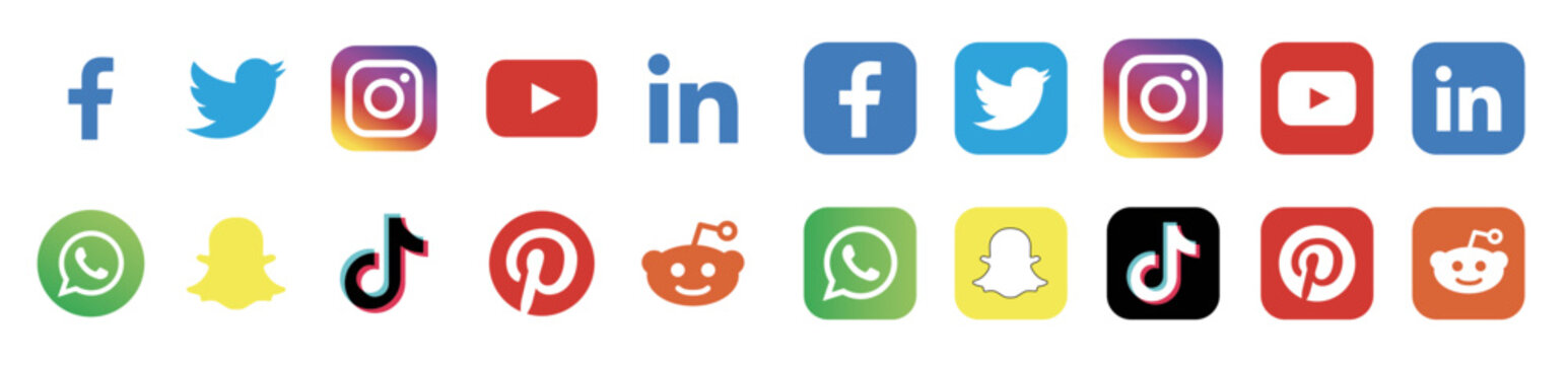 Icons social media : facebook, twitter, instagram, youtube,...