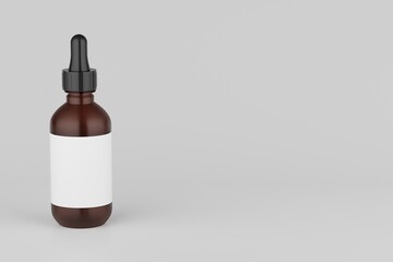 Amber Glass Dropper Mockup Multiple Bottles. Blank Label. 3D Illustration