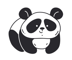 Panda logo bear icon animal silhouette line art concept. Vector cartoon graphic design element illustration