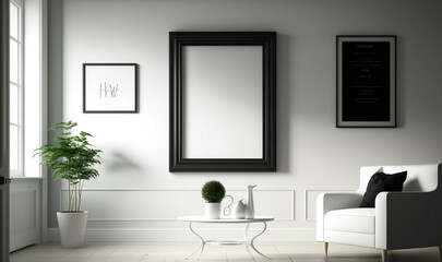 Obraz na płótnie Canvas Transform space with a blank photo frame mockup and modern interior design