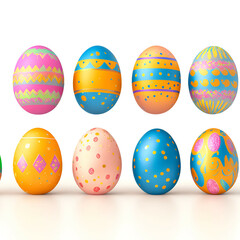 set of eggs isolated - easter eggs on white background - Generative AI