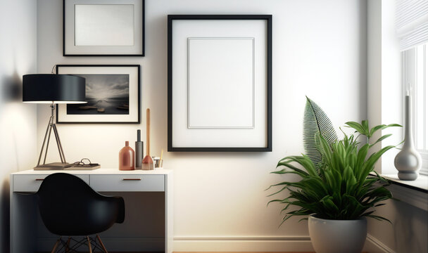 Transform space with a blank photo frame mockup and modern interior design