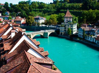 Roofs of historical houses of the city of Bern in Switzerland.