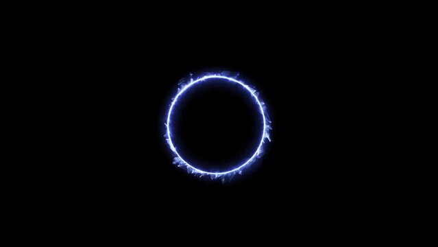 Energy blue color geometric circle on a dark background. Easy to add lens flare effects for overlay designs or screen blending mode to make high-quality images. Mockup for your logo.