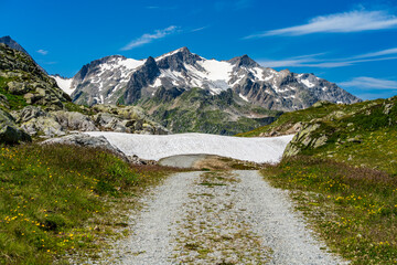 Naklejka na ściany i meble Switzerland 2022, Beautiful view of the snow Alps