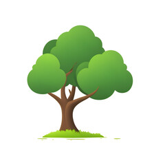 green tree with green leaves - green tree on white background - tree illustration - Generative AI