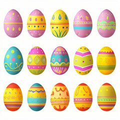 easter eggs illustration - easter eggs on white background - Generative AI