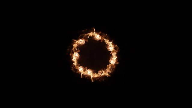 Fire geometric circle on a dark background. Easy to add lens flare effects for overlay designs or screen blending mode to make high-quality images. Mockup for your logo.