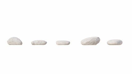 Set of 3D stone isolated on white background , Use for visualization in graphic design