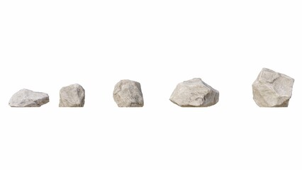 Set of 3D stone isolated on white background , Use for visualization in graphic design