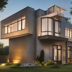 A duplex with a contemporary design and a shared backyard 3_SwinIRGenerative AI