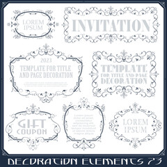 Vector set of calligraphic design elements and page decor.