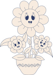 Retro  daisy flowers power