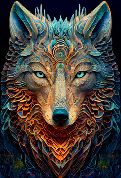 Generative AI abstract render of a wolf