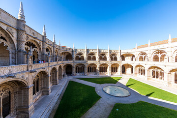 Jeronimos Monastery (Mosteiro dos Jeronimos): The cloister. Belem, Lisbon, Portugal