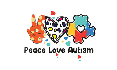 Peace Love Autism Sublimation T-Shirt Design