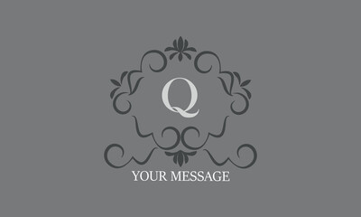 Vintage luxury initial letter Q logo. Calligraphic emblem and elegant decor elements. Vector monogram