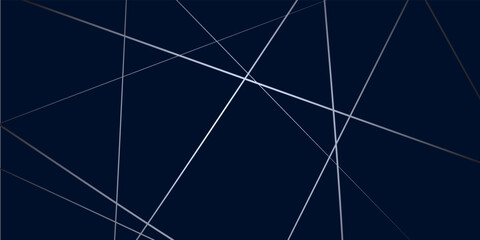 Abstract white random chaotic liens with many squares and triangles shape on blue background. Geometric lines background. Abstract banner design background. Vector illustration.