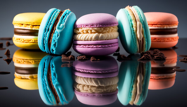 Macaron colors, macaron food delicious, macarons, Generative AI