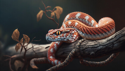  python snake on branch close up Generative AI