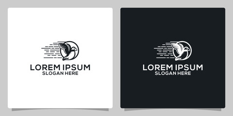 Penguin fast technology modern creative premium logo design vector template