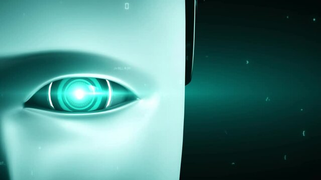 Futuristic robot artificial intelligence huminoid AI programming coding technology development and machine learning concept. Robotic bionic science research for future of human life. 3D rendering.
