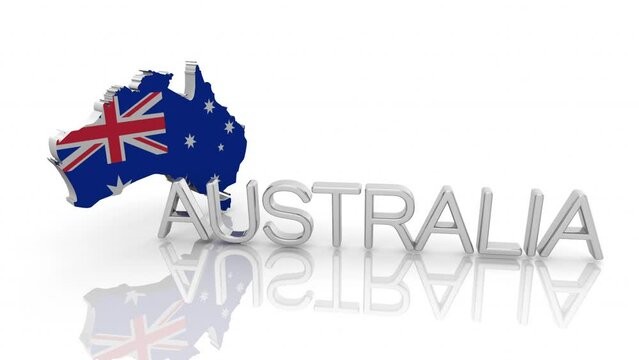 Australia Country Map Word Continent Australian Flag Nation 3d Animation
